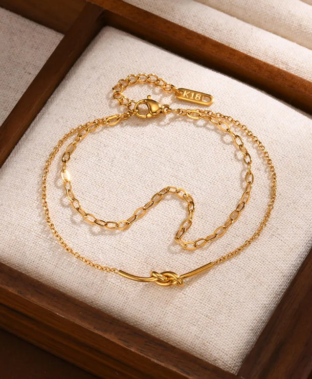 Pulsera con diseño de nudo en acero 201 y baño de oro 18K - imagen 3