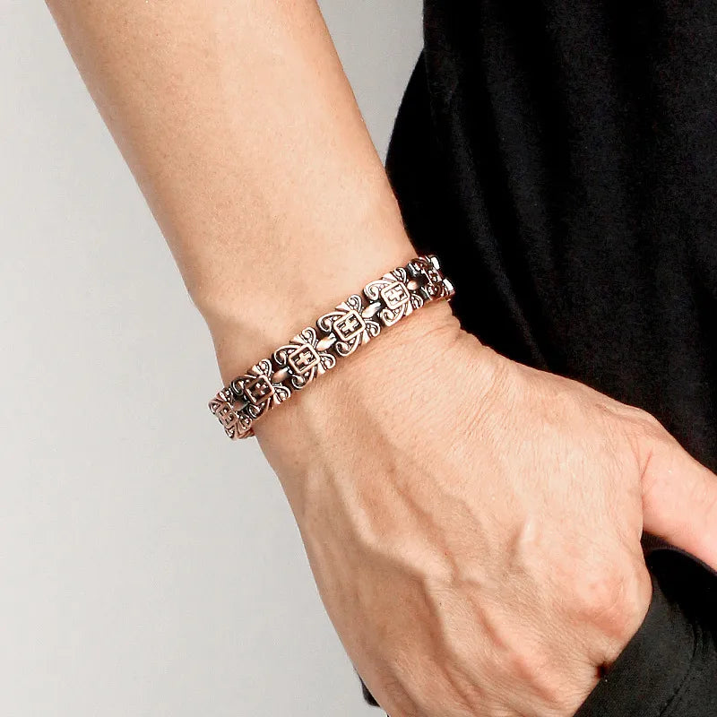 Pulsera magnética de cobre rojo con cruz, estilo vintage - imagen 4