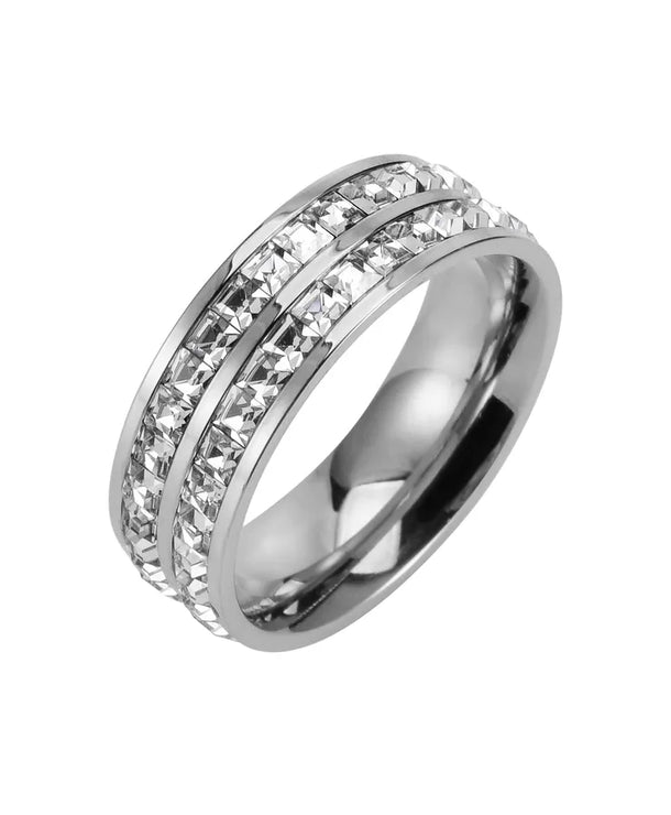 Anillos de acero 304 con baño de oro 18K para pareja, diseño circular - imagen 11