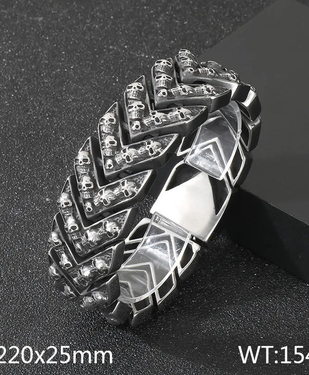 Pulsera de cadena en acero 304 con dije de calavera, hip-hop rock - imagen 12