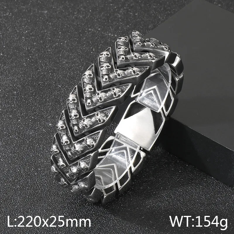 Pulsera de cadena en acero 304 con dije de calavera, hip-hop rock - imagen 12