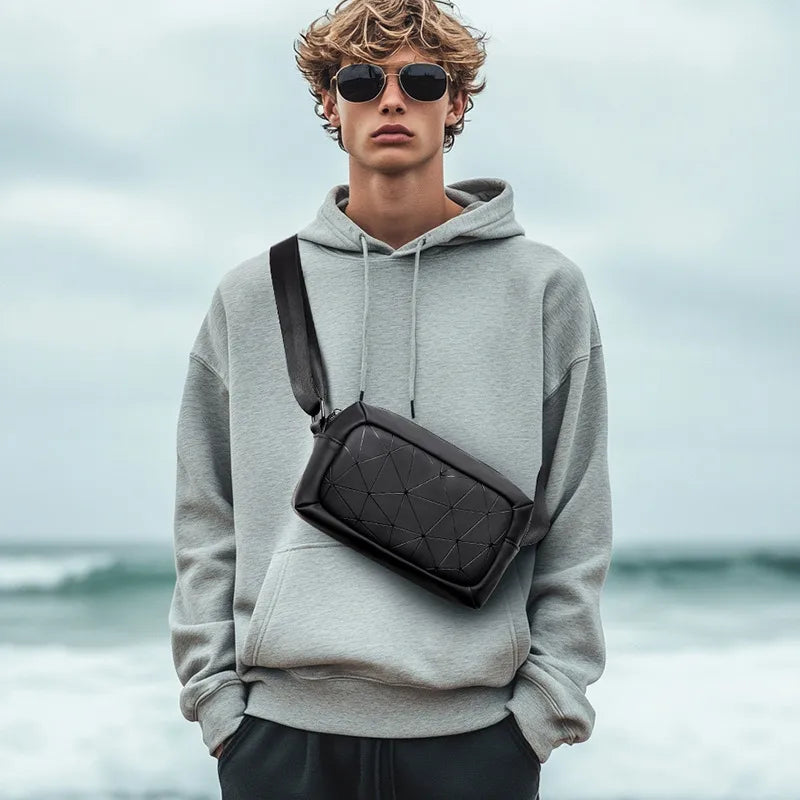 Bolso cruzado de tela Oxford para hombre con detalle de costura - imagen 4