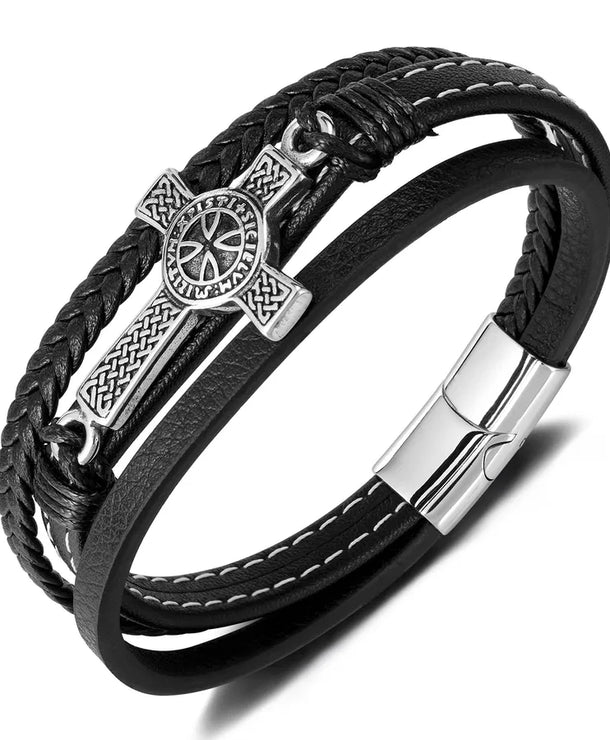 Brazalete de cruz tejido de acero inoxidable 304 para hombre - imagen 6