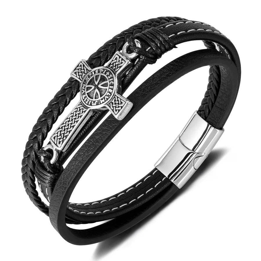 Brazalete de cruz tejido de acero inoxidable 304 para hombre - imagen 6