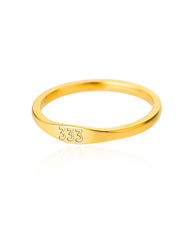 Anillo de números de acero inoxidable con detalle dorado, unisex - imagen 8