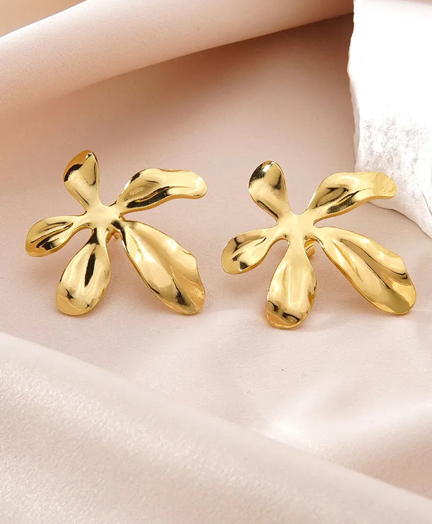 Aretes de botón de acero inoxidable 304 con diseño floral streetwear - imagen 49