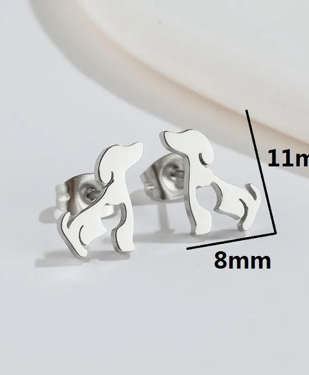 Aretes de botón de acero 304 con baño de oro 18K y diseño de animalitos - imagen 11