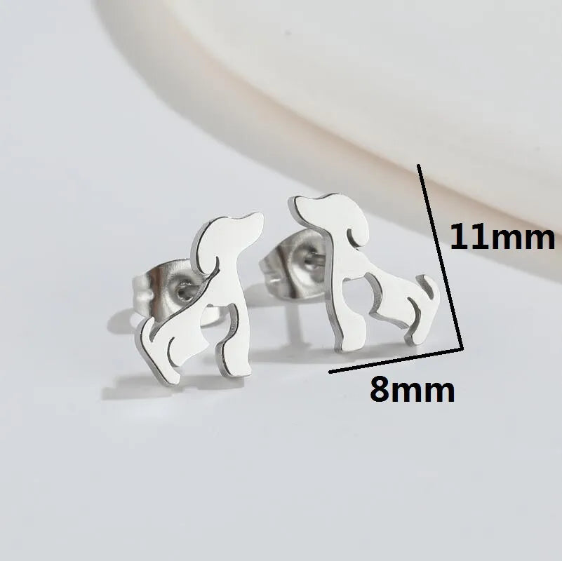 Aretes de botón de acero 304 con baño de oro 18K y diseño de animalitos - imagen 11
