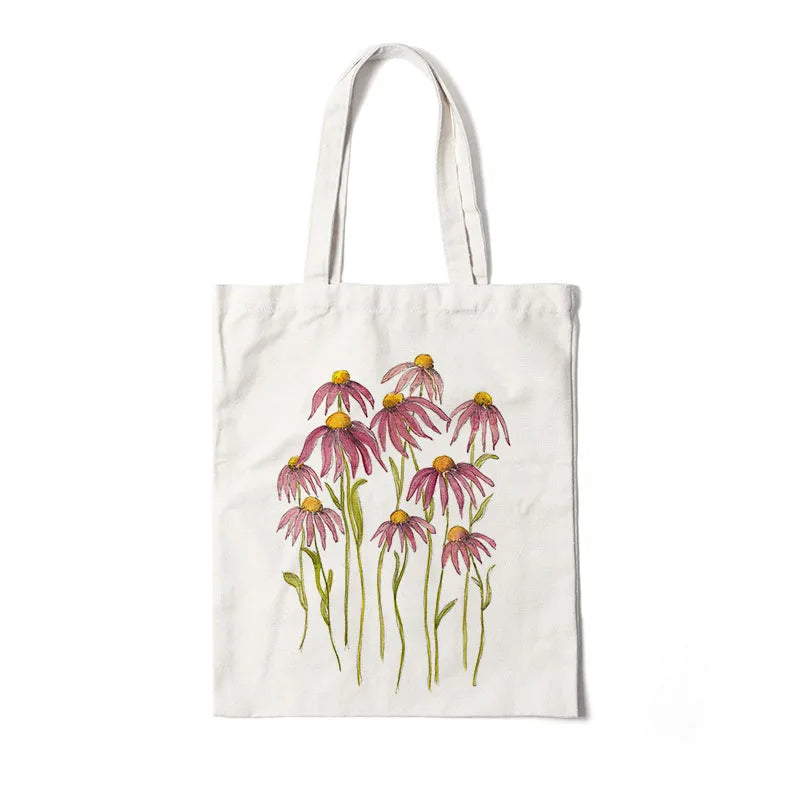 Bolso de lona con estampado de flores para mujer, diseño abierto - imagen 9