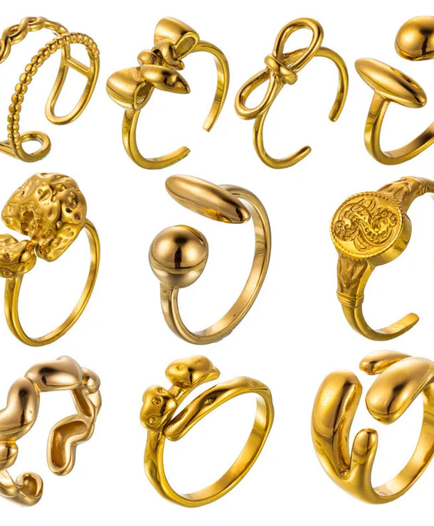Anillo ajustable geométrico de acero de titanio para mujer