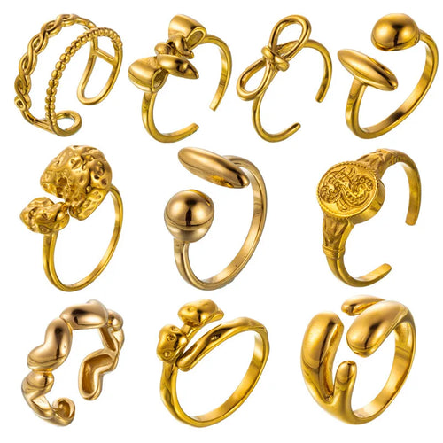 Anillo ajustable geométrico de acero de titanio para mujer