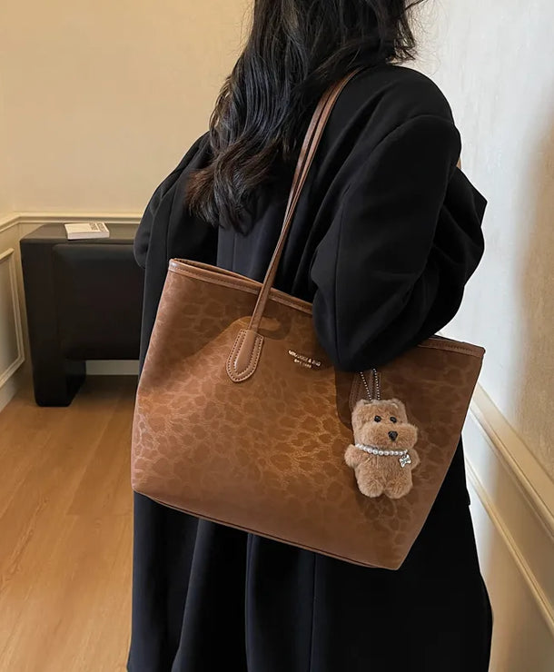 Bolso tote de piel sintética con estampado de leopardo y gran capacidad - imagen 4