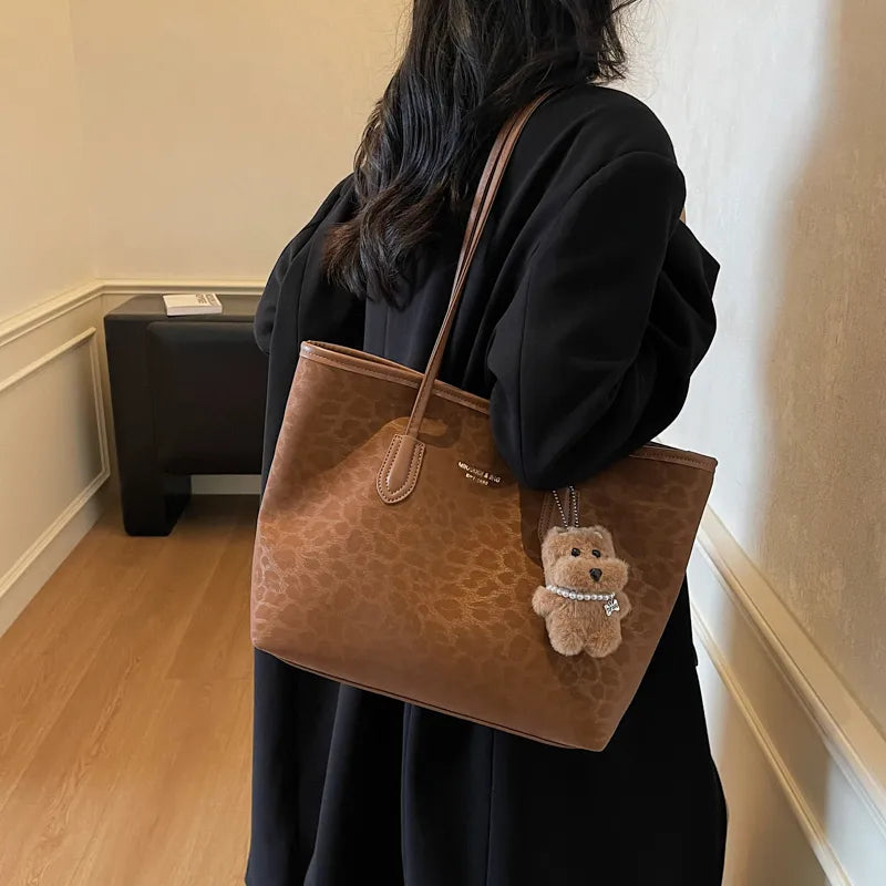 Bolso tote de piel sintética con estampado de leopardo y gran capacidad - imagen 4