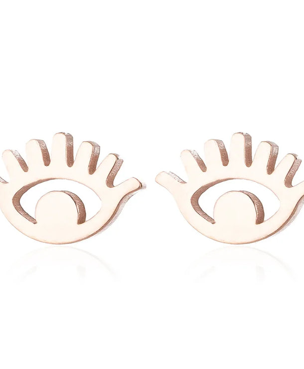 Aretes de botón de acero inoxidable 304 con diseño de ojo turco - imagen 9