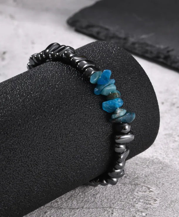 Pulsera de cuentas de hematita con acero inoxidable para hombre - imagen 4