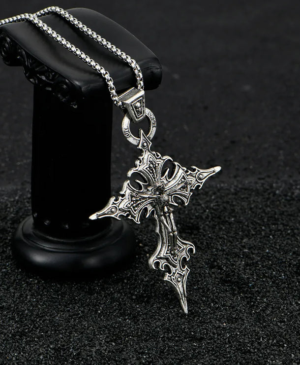 Collar con dije de cruz y calavera en aleación, estilo gótico - imagen 6