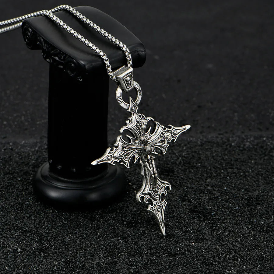 Collar con dije de cruz y calavera en aleación, estilo gótico - imagen 6