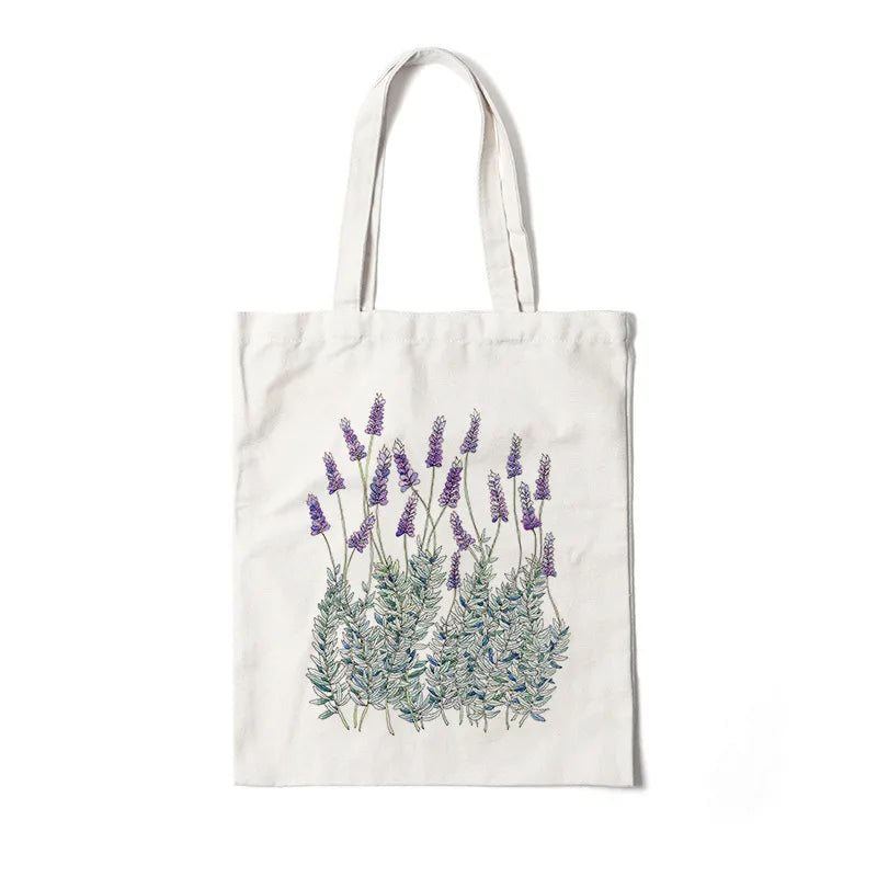 Bolso de lona con estampado de flores para mujer, diseño abierto - imagen 25