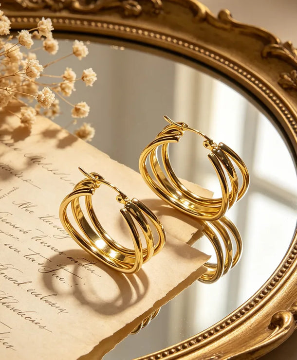 Aretes de acero inoxidable 304 con diseño en forma de C para mujer - imagen 3