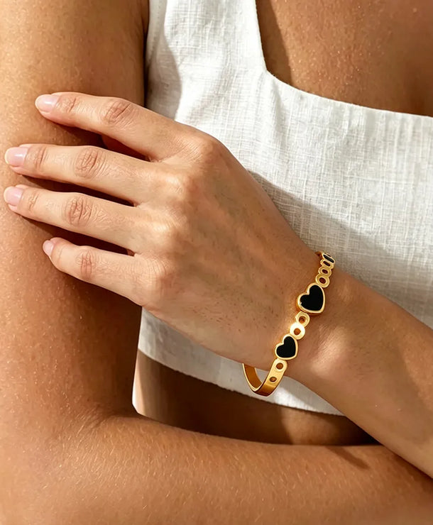 Brazalete asimétrico de acero 304 con diseño de corazón para mujer - imagen 2