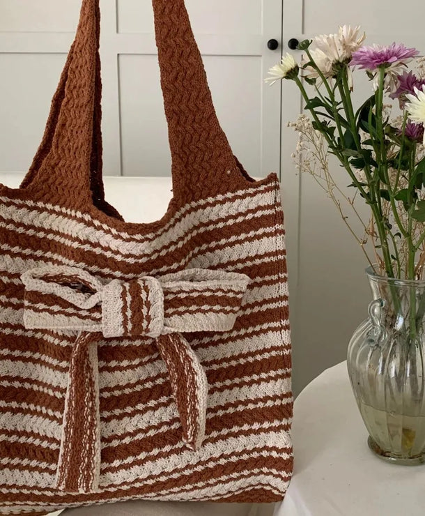 Bolso de hombro de poliéster con moño y tejido vintage para mujer - imagen 11