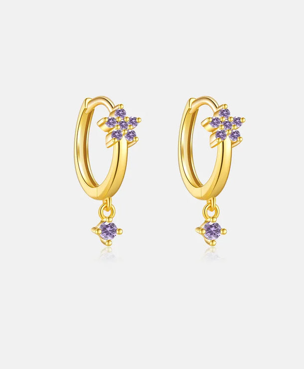 Aretes de plata esterlina 925 con baño de oro 18K y circonias geométricas - imagen 9
