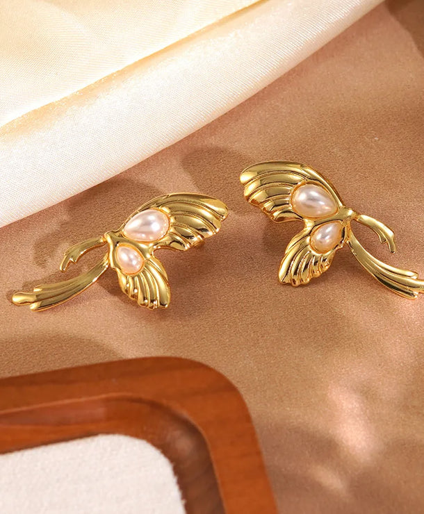 Aretes de acero inoxidable 304 con diseño de mariposa para mujer - imagen 3
