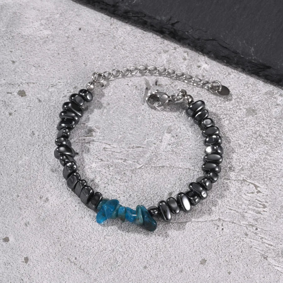 Pulsera de cuentas de hematita con acero inoxidable para hombre - imagen 6