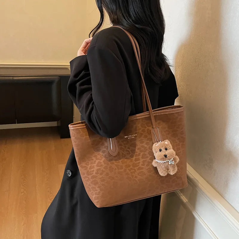 Bolso tote de piel sintética con estampado de leopardo y gran capacidad - imagen 14