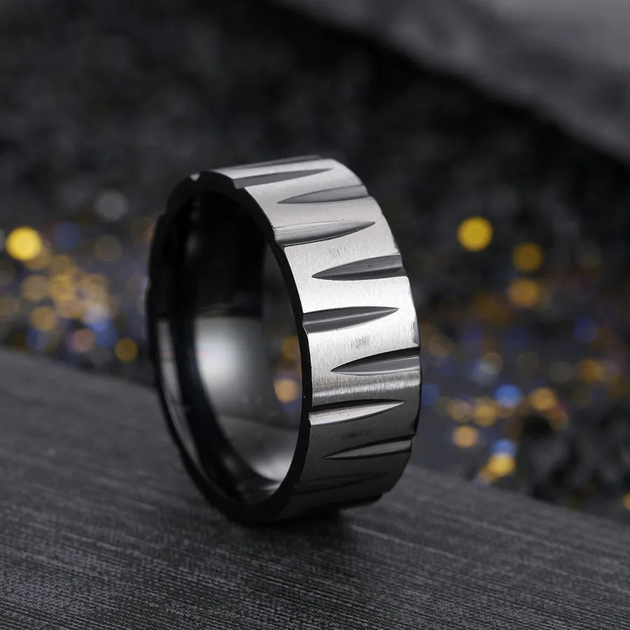 Anillos de acero 304 con baño de oro 18K y diseño geométrico - imagen 4