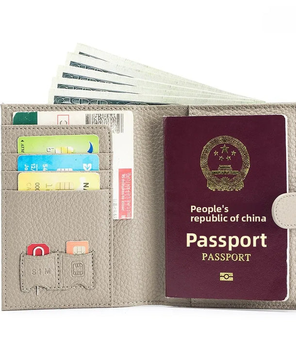 Portapasaportes de piel genuina para mujer con protección RFID - imagen 4