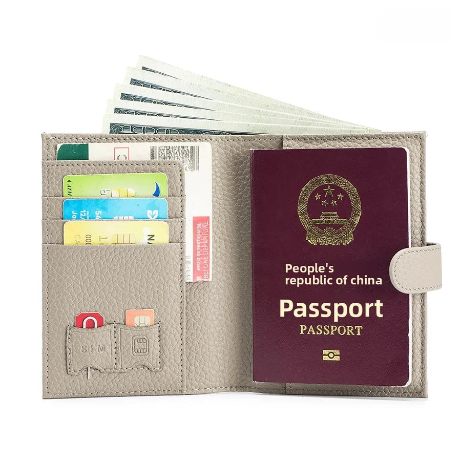 Portapasaportes de piel genuina para mujer con protección RFID - imagen 4