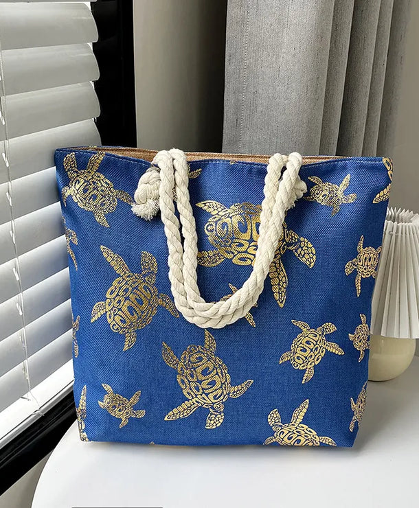 Bolso tote grande de lona con estampado de hojas, lunares y flamencos - imagen 16