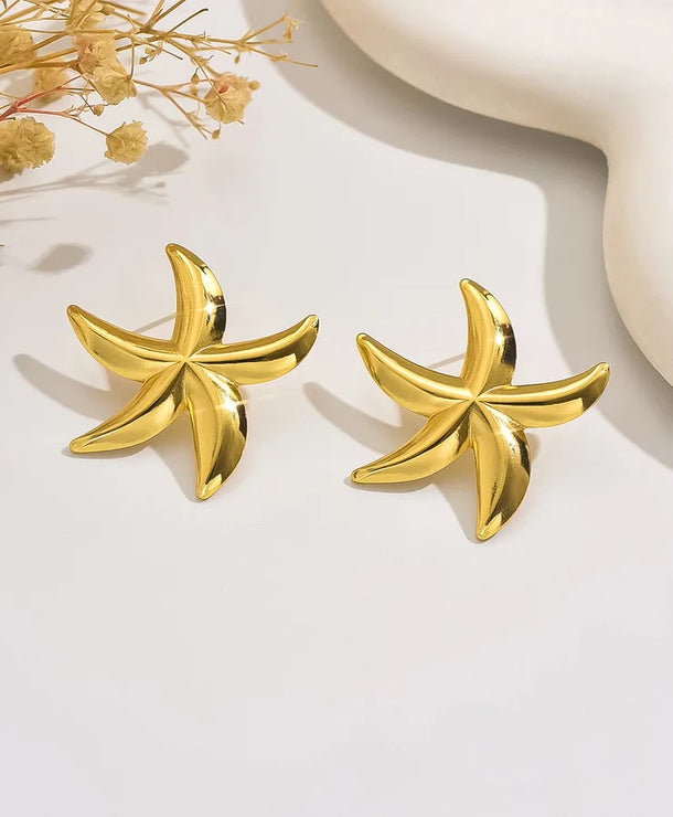 Aretes de botón de acero inoxidable 304 con diseño floral streetwear - imagen 20