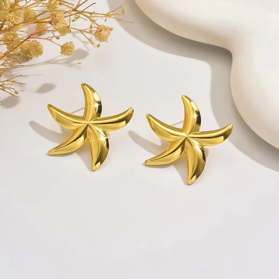 Aretes de botón de acero inoxidable 304 con diseño floral streetwear - imagen 20