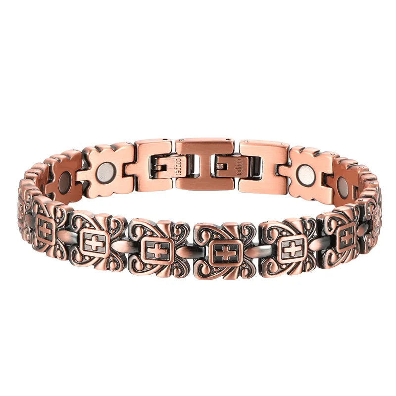 Pulsera magnética de cobre rojo con cruz, estilo vintage - imagen 6