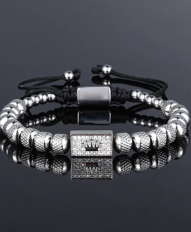 Pulsera de acero de titanio para hombre con dije de corona, estilo punk - imagen 4
