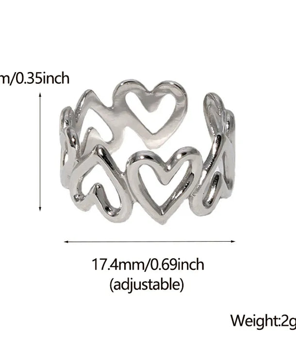 Anillo ajustable con forma de corazón y baño de oro 18K para mujer - imagen 2