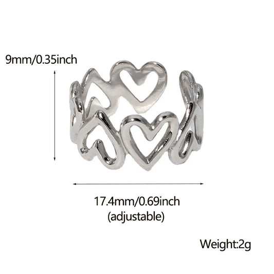 Anillo ajustable con forma de corazón y baño de oro 18K para mujer - imagen 2