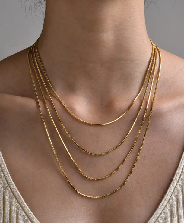 Collar de cadena serpiente de acero 201 con baño dorado para mujer