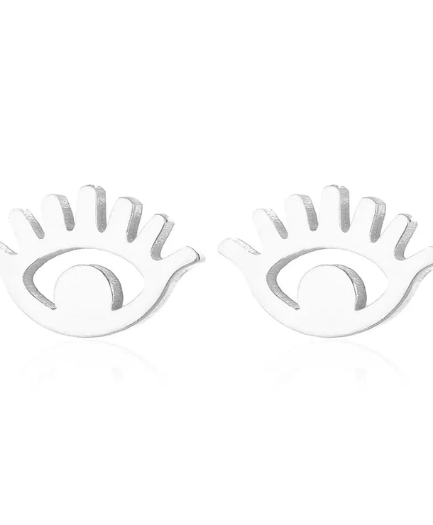 Aretes de botón de acero inoxidable 304 con diseño de ojo turco - imagen 8