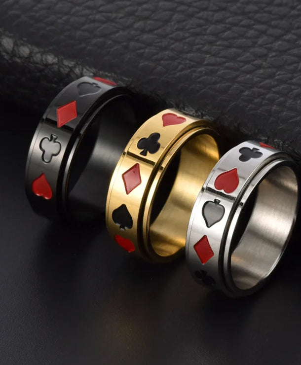 Anillos de acero de titanio para hombre con diseño de póker - imagen 5