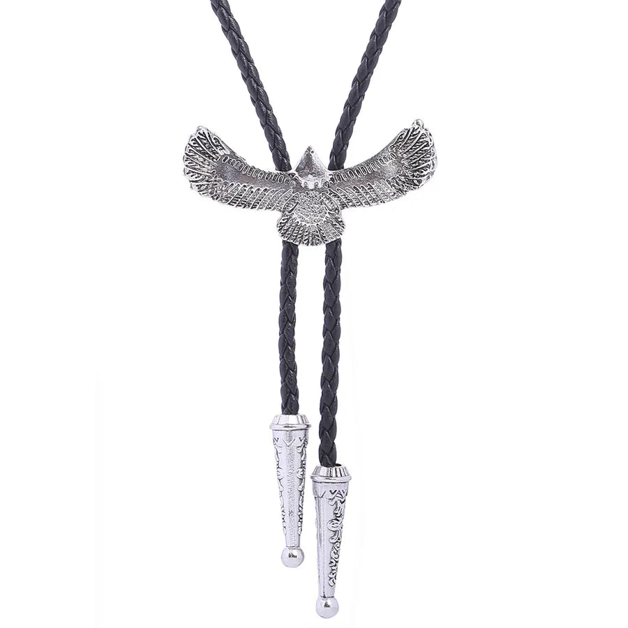 Corbata bolo de aleación con cordón de piel y dijes de estrella y calavera - imagen 37