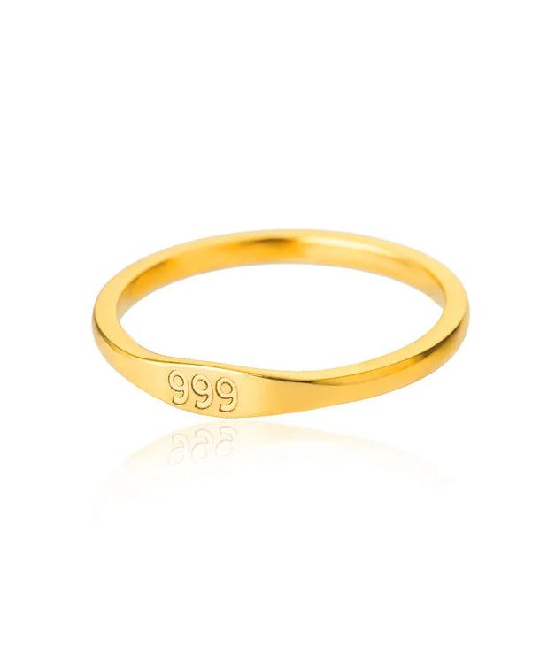 Anillo de números de acero inoxidable con detalle dorado, unisex - imagen 14
