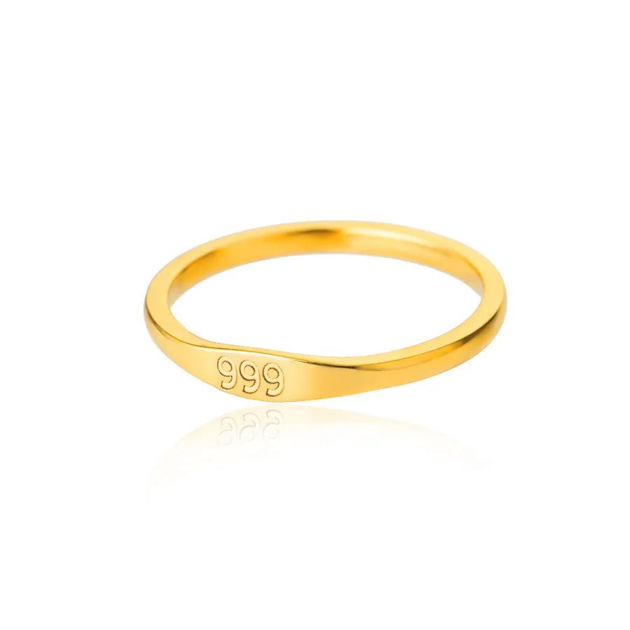 Anillo de números de acero inoxidable con detalle dorado, unisex - imagen 14