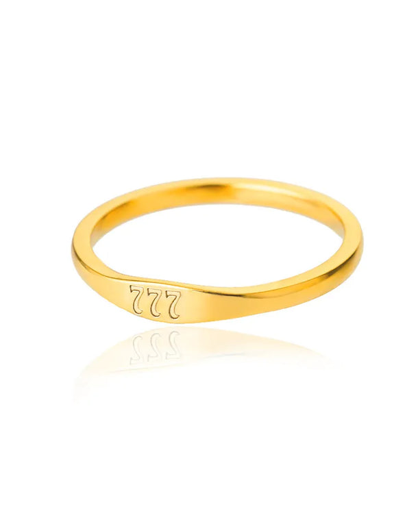 Anillo de números de acero inoxidable con detalle dorado, unisex - imagen 17
