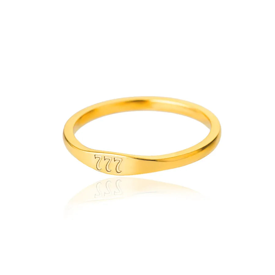 Anillo de números de acero inoxidable con detalle dorado, unisex - imagen 17