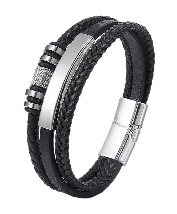 Pulsera de piel trenzada unisex con broche magnético de aleación - imagen 5