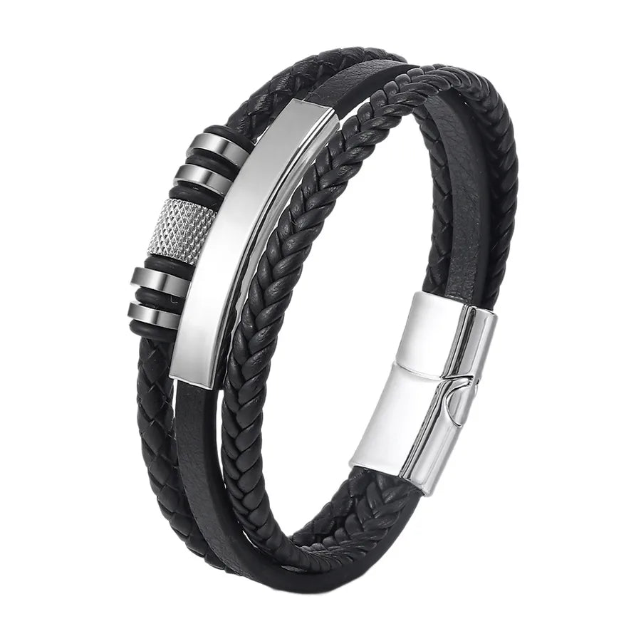 Pulsera de piel trenzada unisex con broche magnético de aleación - imagen 5