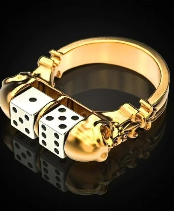 Anillo de aleación con diseño de calavera dorada, estilo punk - imagen 4